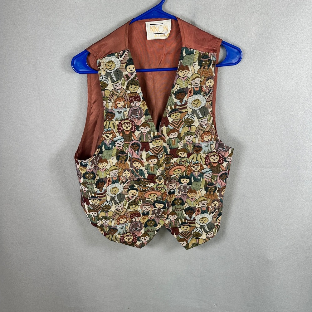 Ninon de Lenclos Vest Women Large Multi Color Children People Tapestry A7345-20